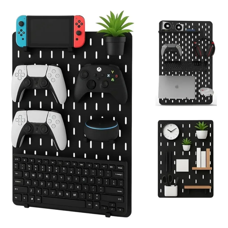 Pegboard de MDF preto para home office