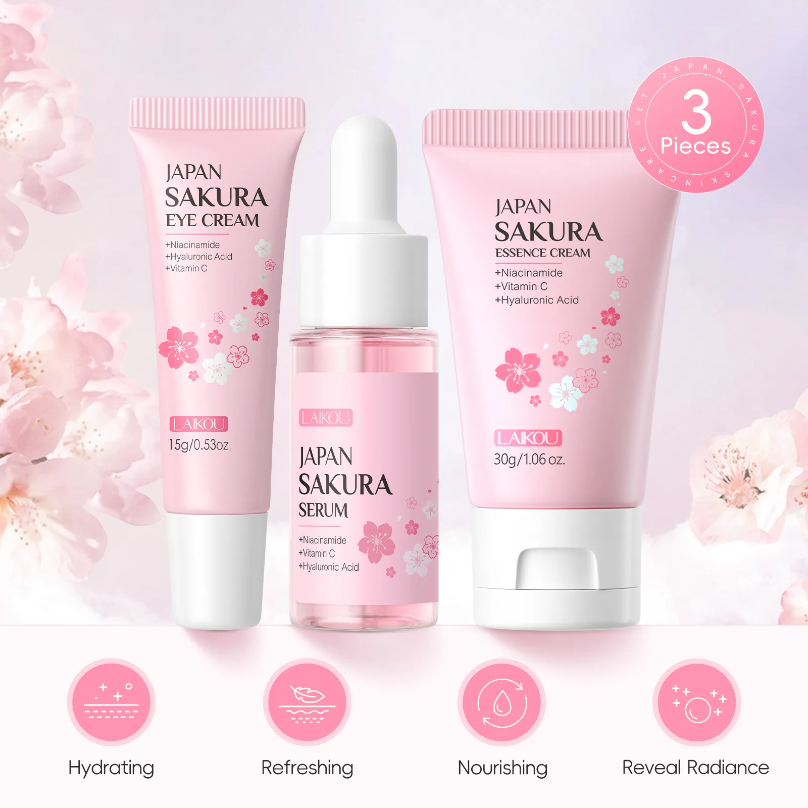 Kit facial Laikou Sakura para cuidados da pele