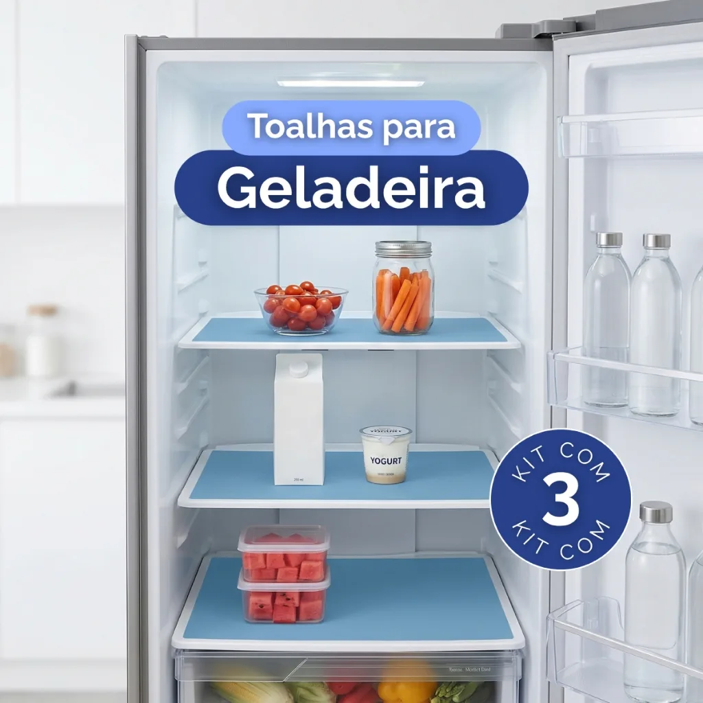 Kit com 3 toalhas para geladeira em PVC