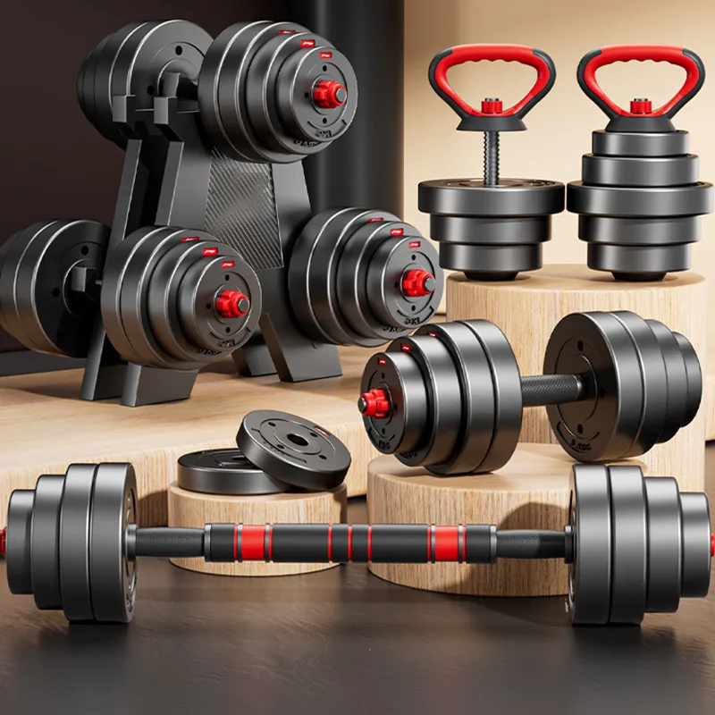 Kit de halteres e barra kettlebell 6 em 1
