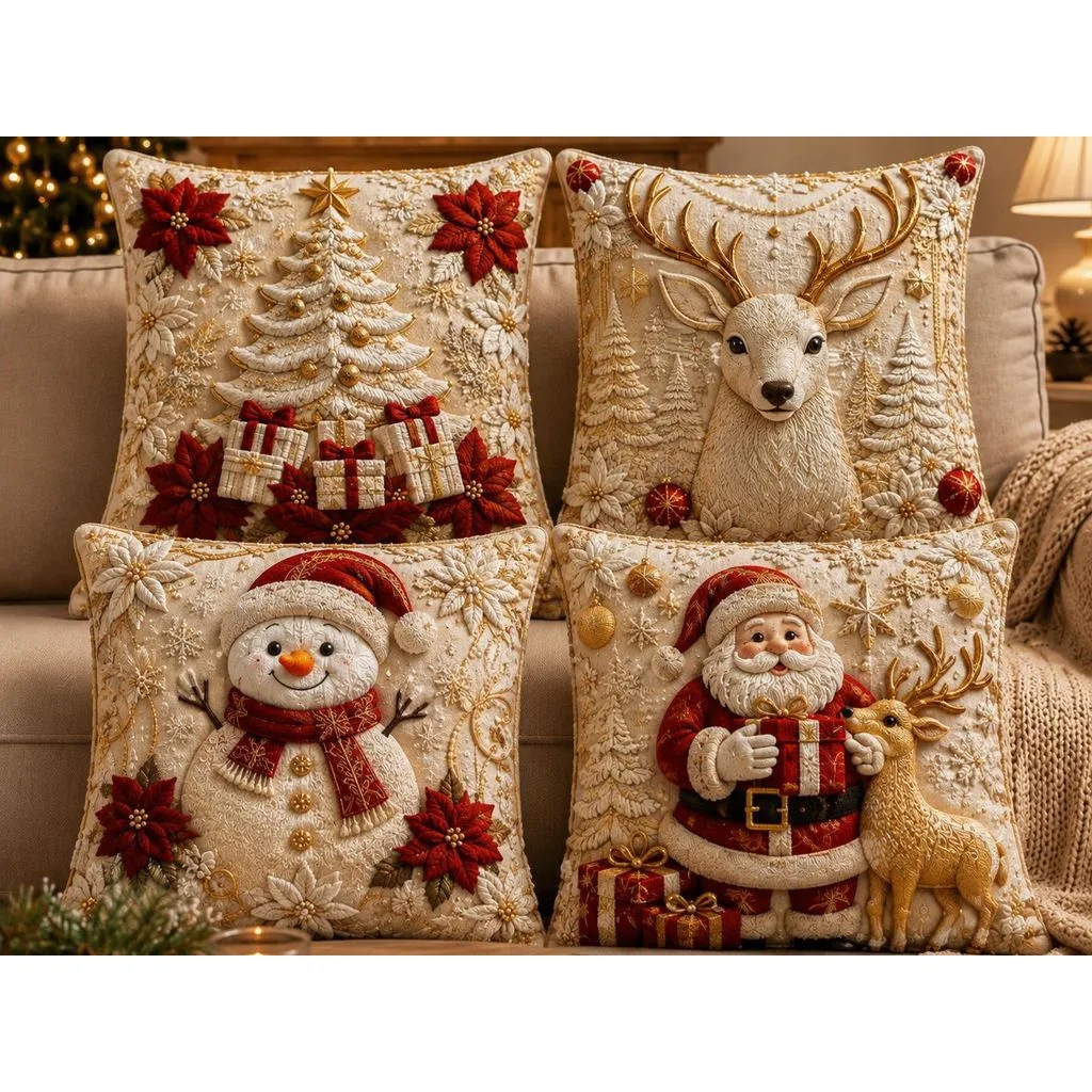 Capa de almofada decorativa natalina 45x45 cm