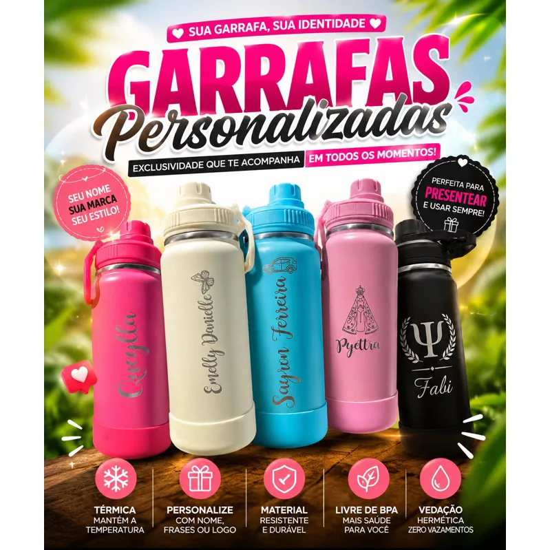 Garrafa de inox personalizada de 350 ml a 800 ml