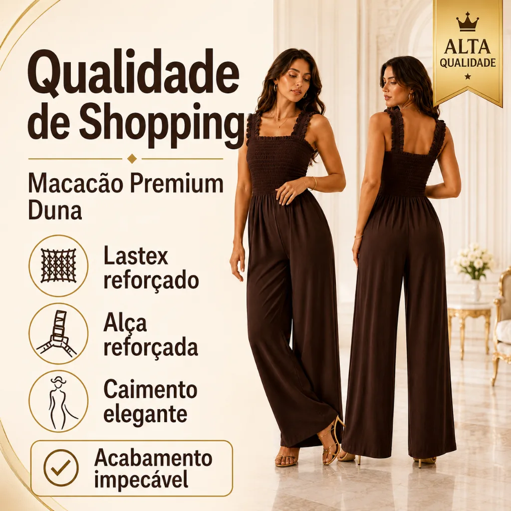 Macacão feminino longo com tecido duna