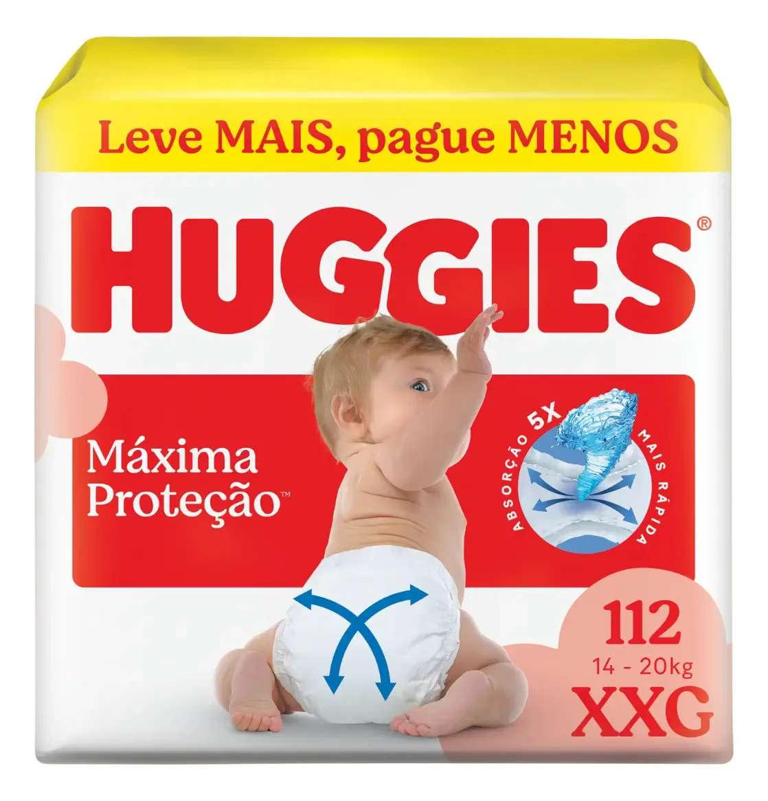 Fralda Huggies Máxima Proteção XXG com 112 unidades