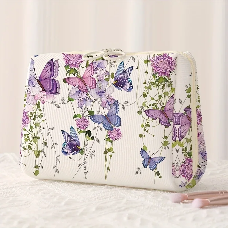 Bolsa de maquiagem com estampa de borboleta
