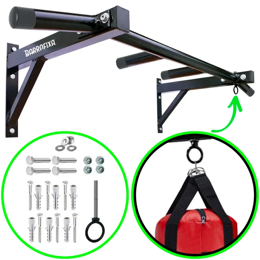 Barra fixa de parede para musculação