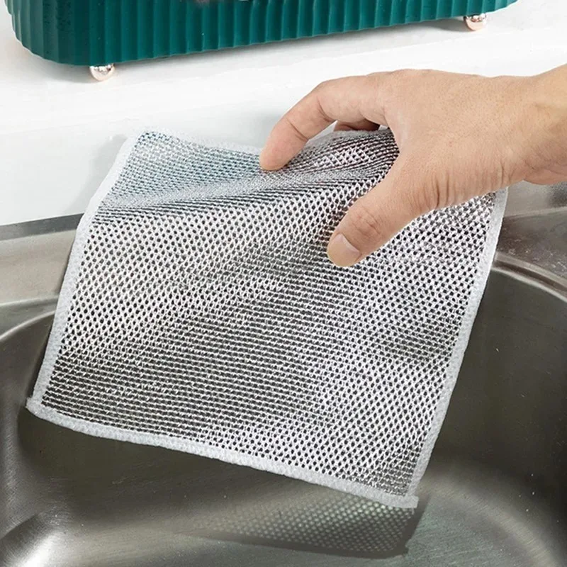 Kit Até 20 Pano de Limpeza de Arame Metálico Malha Não Oleosa para Fogão de Cozinha, Prato e Panelas