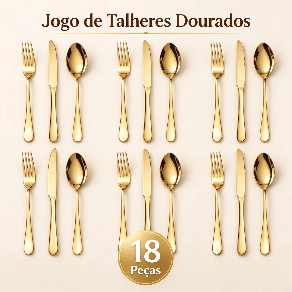 Conjunto de talheres em aço inox com 18 peças