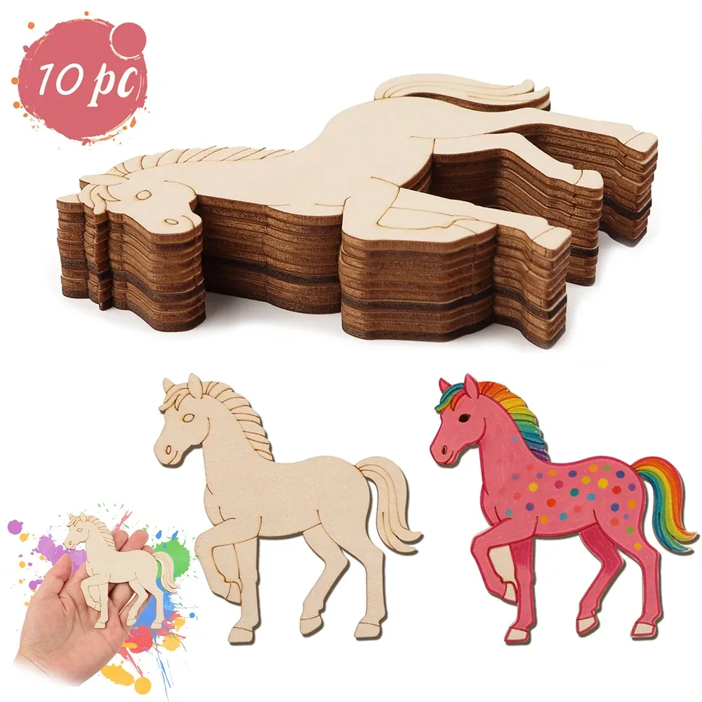 Conjunto de recortes de madeira em forma de cavalo