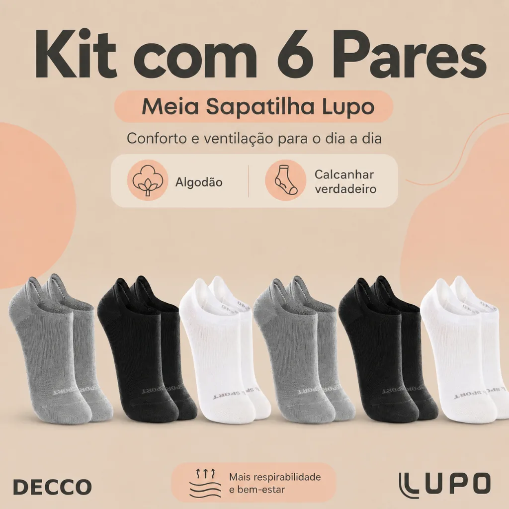 Kit de meias Lupo Sport com seis pares