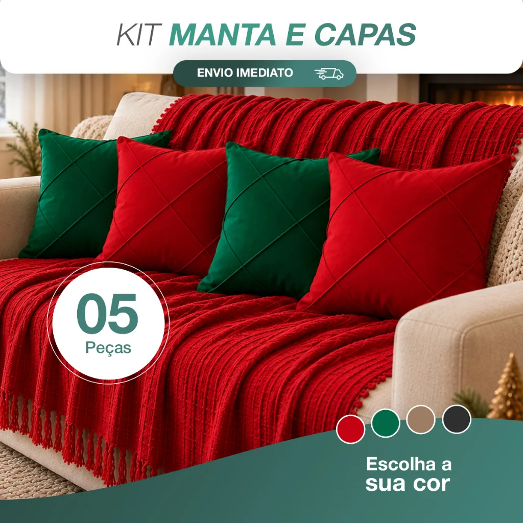Kit de manta decorativa com capas de almofada