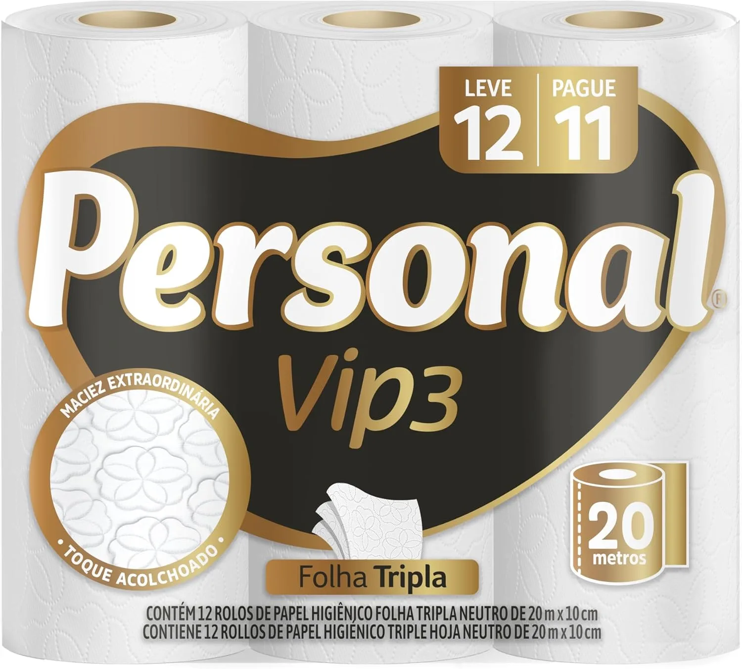Papel higiênico Vip com 12 rolos