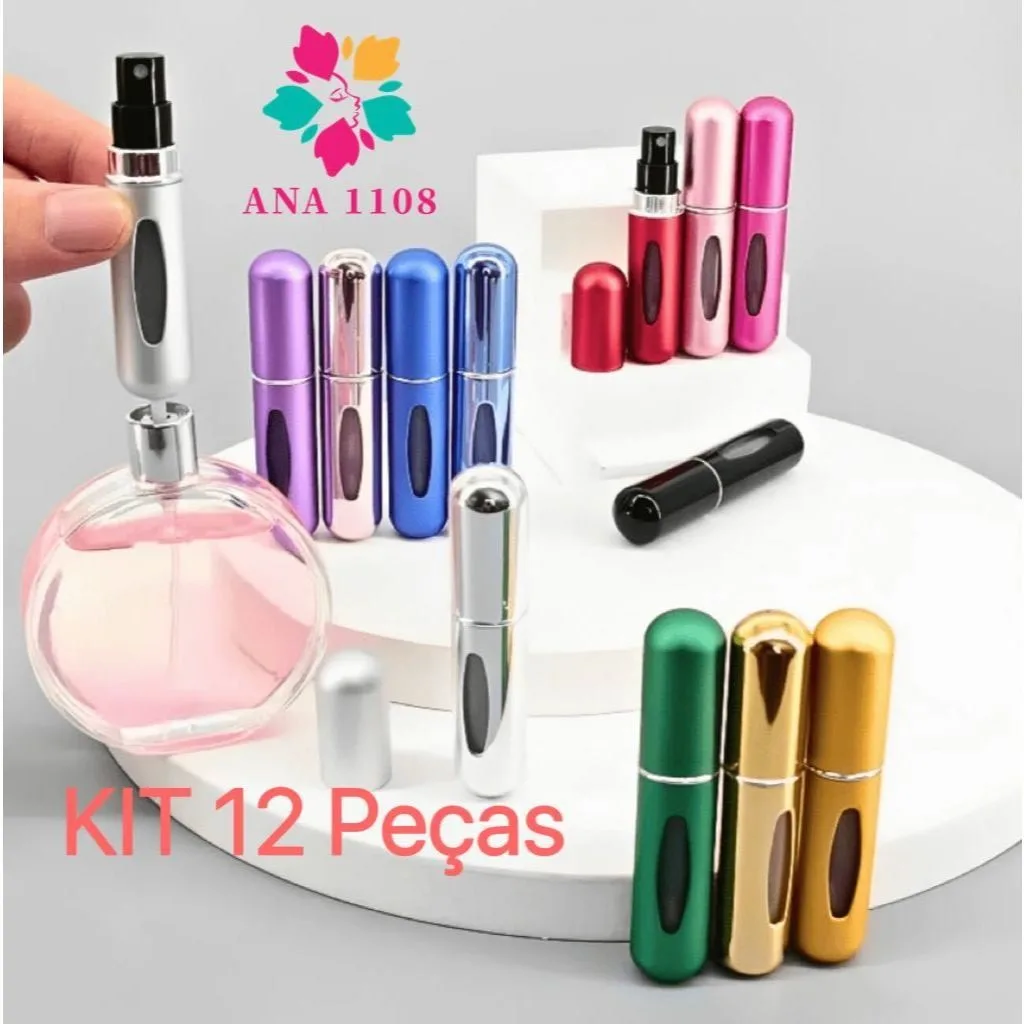 Kit com 12 porta perfumes recarregáveis de 5 ml