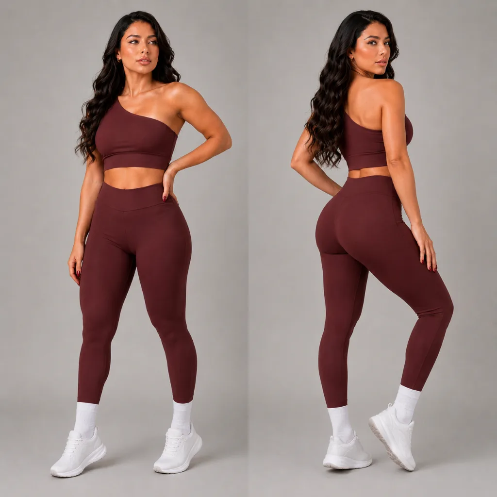 Conjunto de legging e top marrom