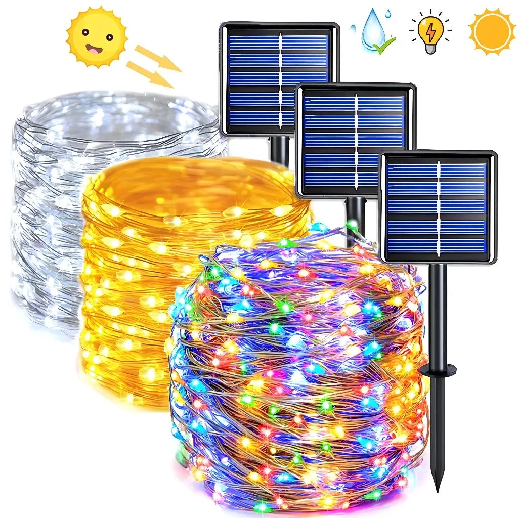 Luzes de corda solares para área externa