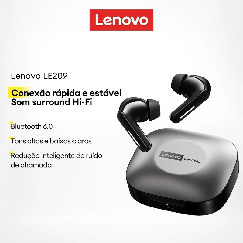 Fones Lenovo LE209 Bluetooth de baixa latência