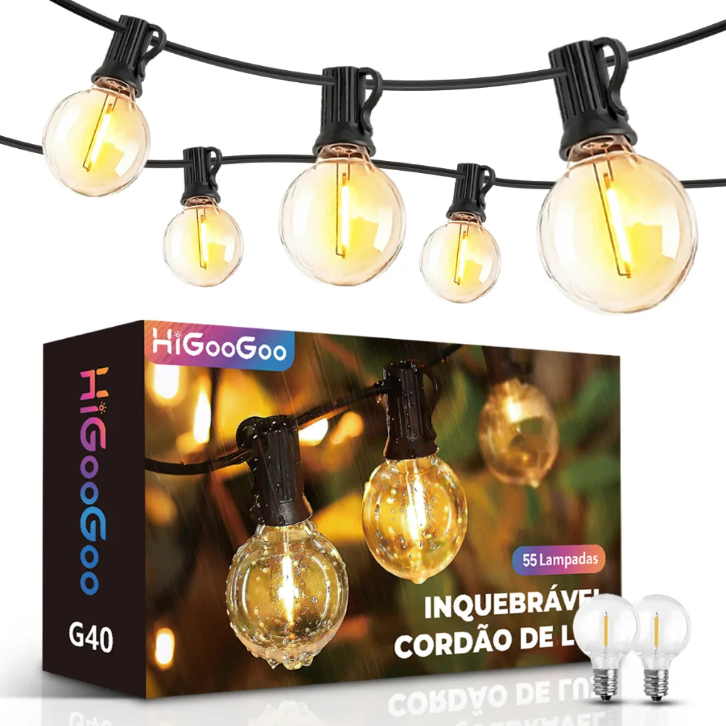 Cordão de luz HiGooGoo G40 para área externa