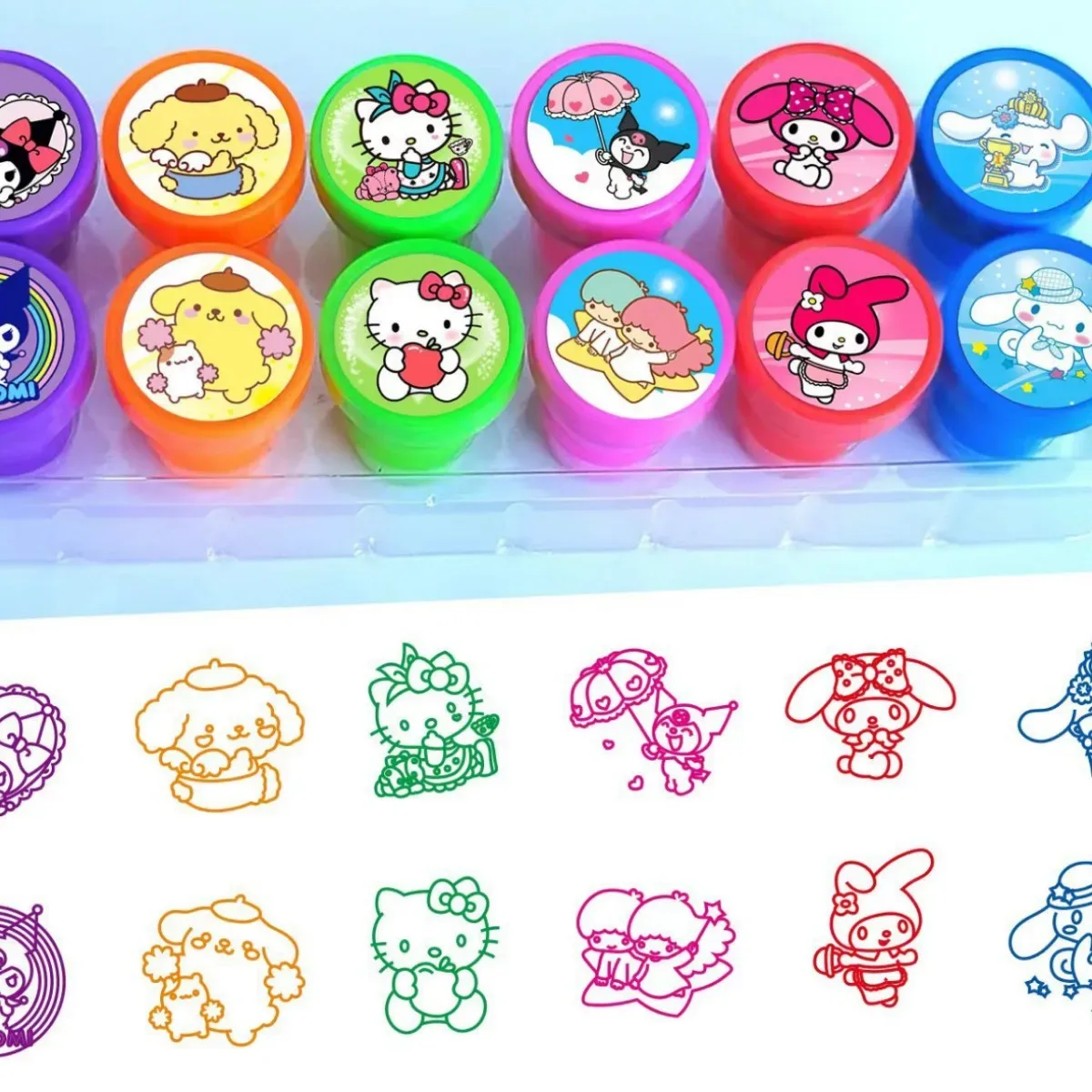 Carimbos infantis Sanrio com 12 peças
