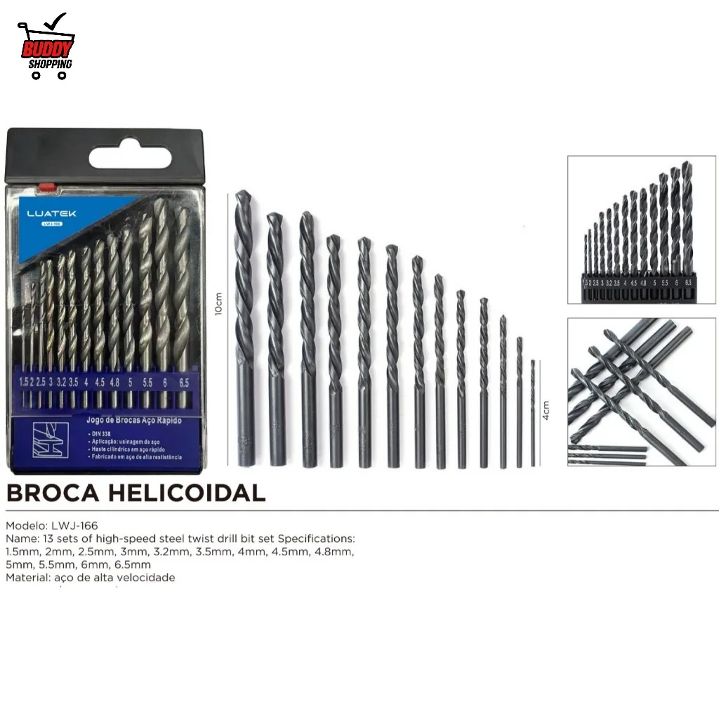 Kit de brocas HSS para metal e madeira