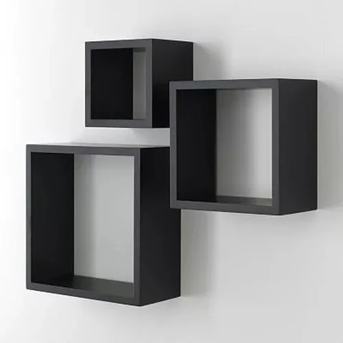 Kit de nichos quadrados em MDF preto