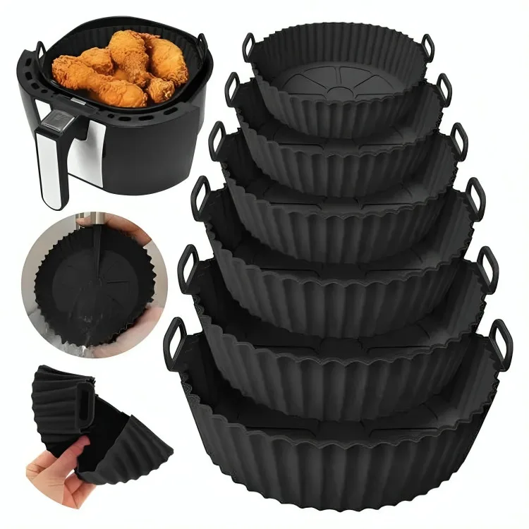 Kit com 6 cestos de silicone para air fryer