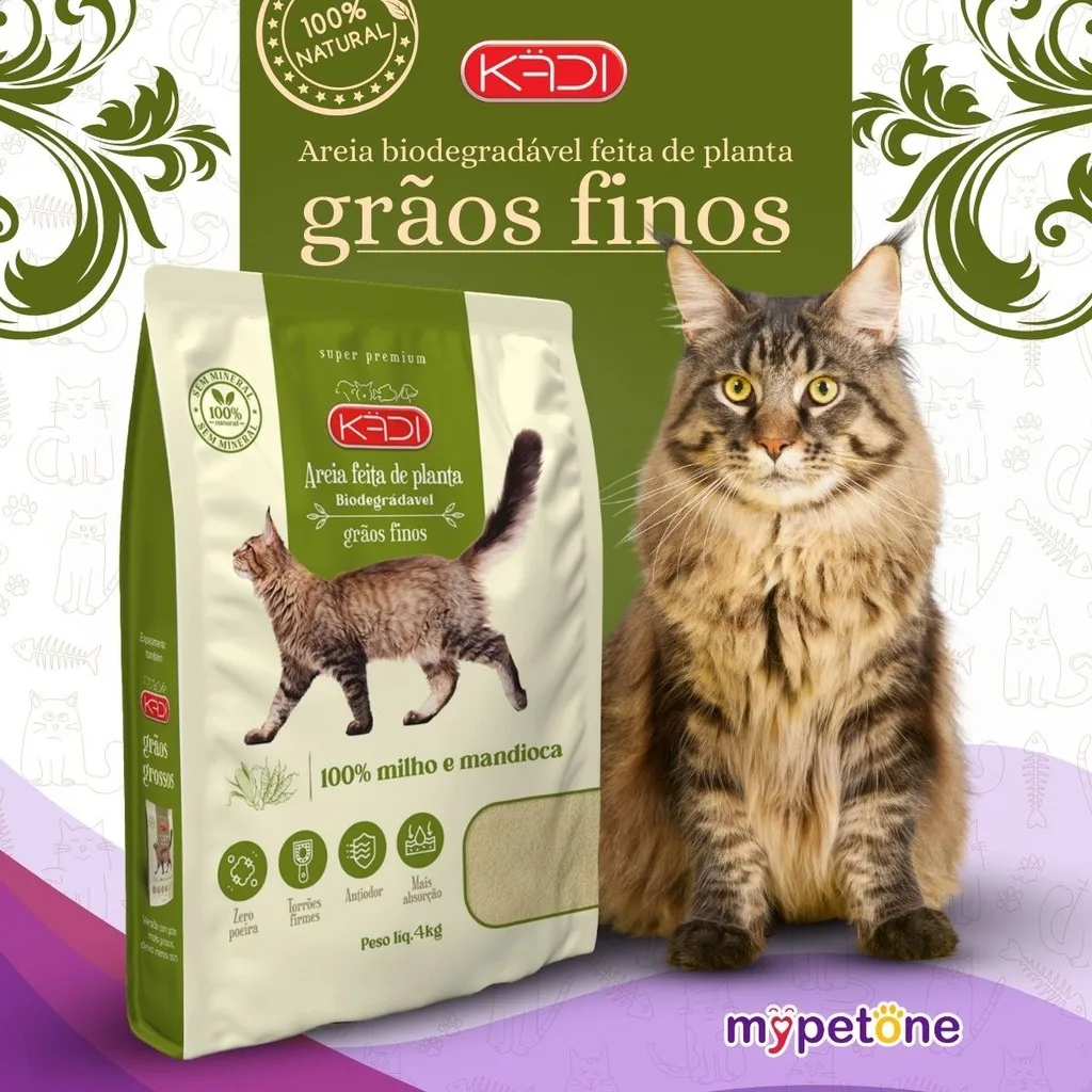 Areia biodegradável Kadi para gatos