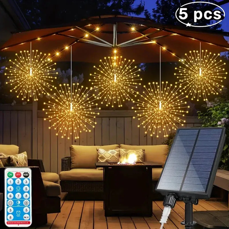 Kit com 5 luzes LED solares decorativas