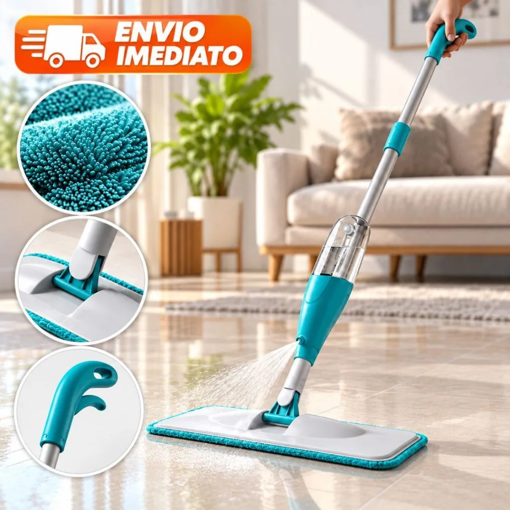 Mop spray com reservatório e refil de microfibra