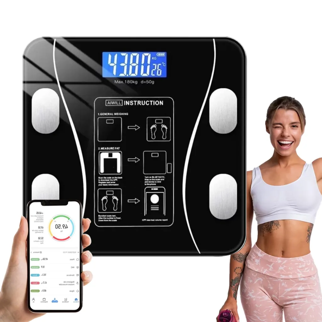 Balança Bioimpedância Digital Bluetooth Corporal até 180kg Resultado Pelo Celular