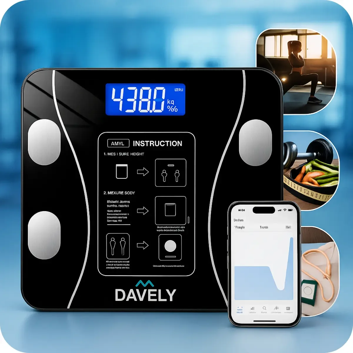 Balança corporal Davely com bioimpedância