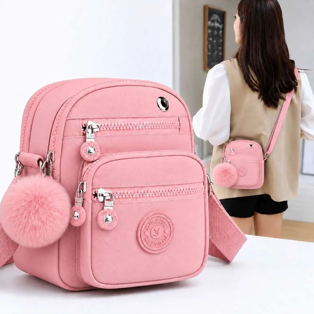 Bolsa transversal feminina de nylon