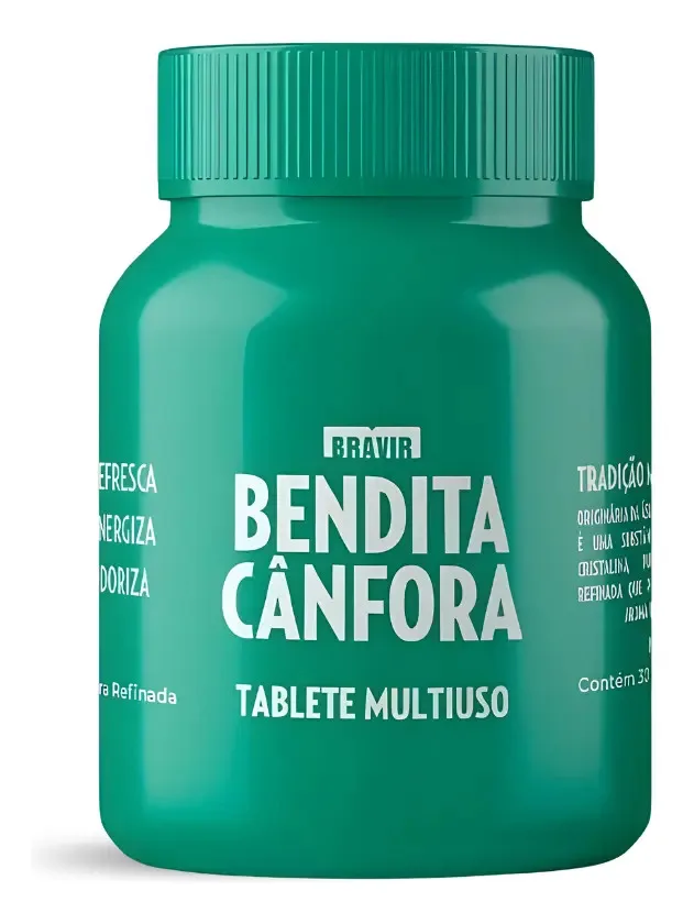 Cânfora refinada Bravir em pote com 30 tabletes