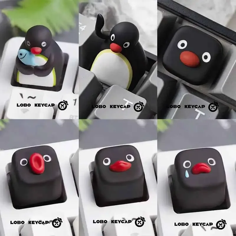 Keycap decorativo de resina em formato de pinguim