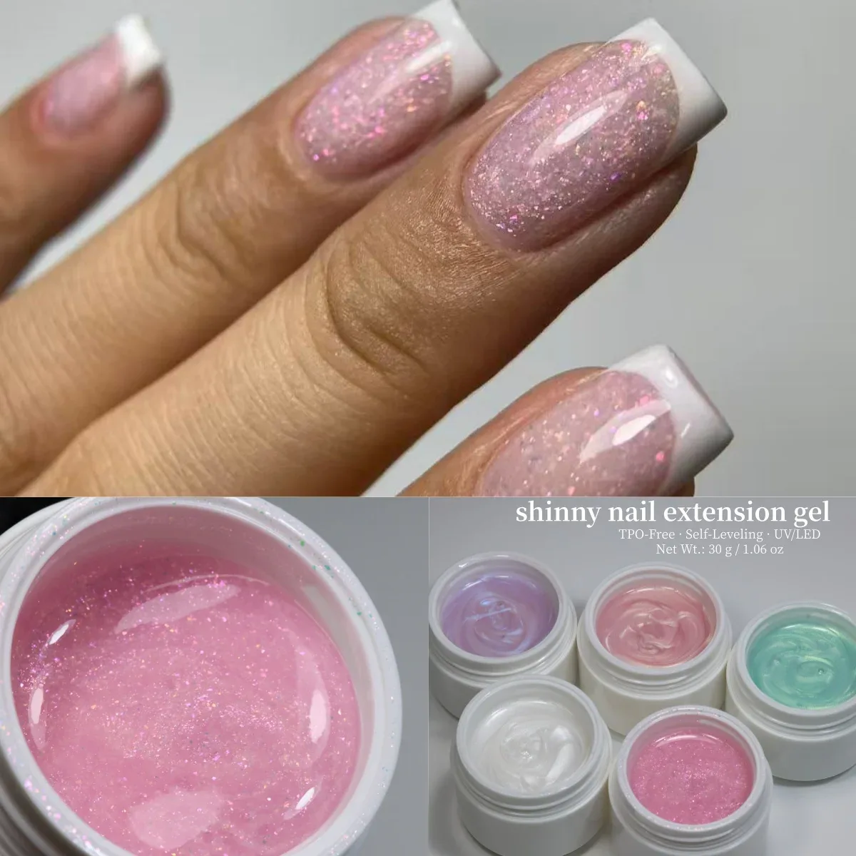Gel construtor MSHARE com glitter rosa