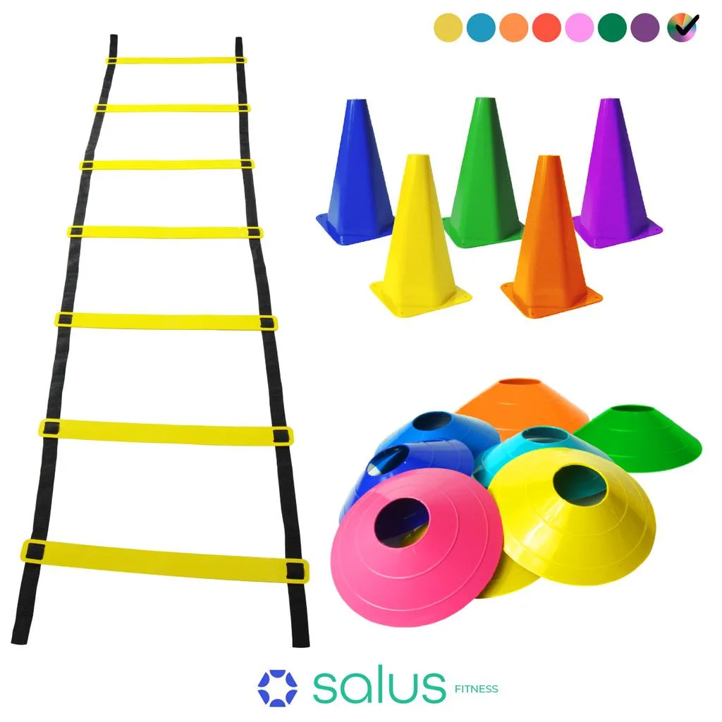 Kit de agilidade com chapéus, cones e escada
