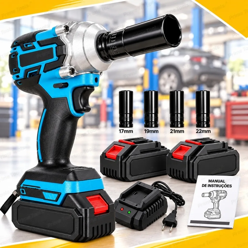 Chave de impacto elétrica sem fio com kit de baterias