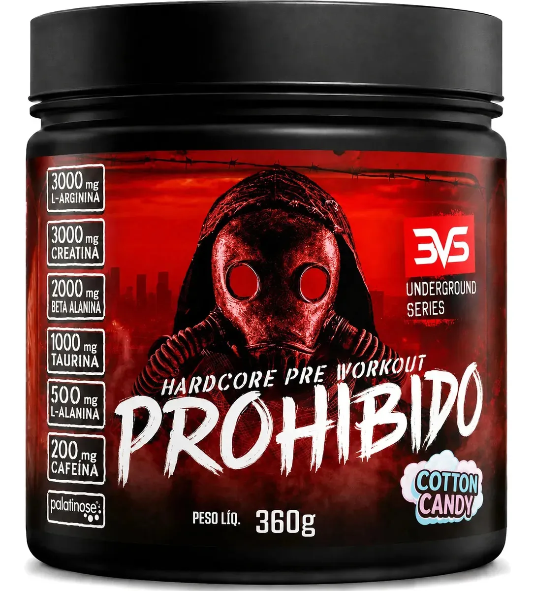 Pré-treino Prohibido de 360 g sabor Cotton Candy
