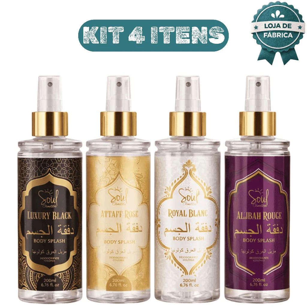 Kit com 4 body splashes Luxury Attaff