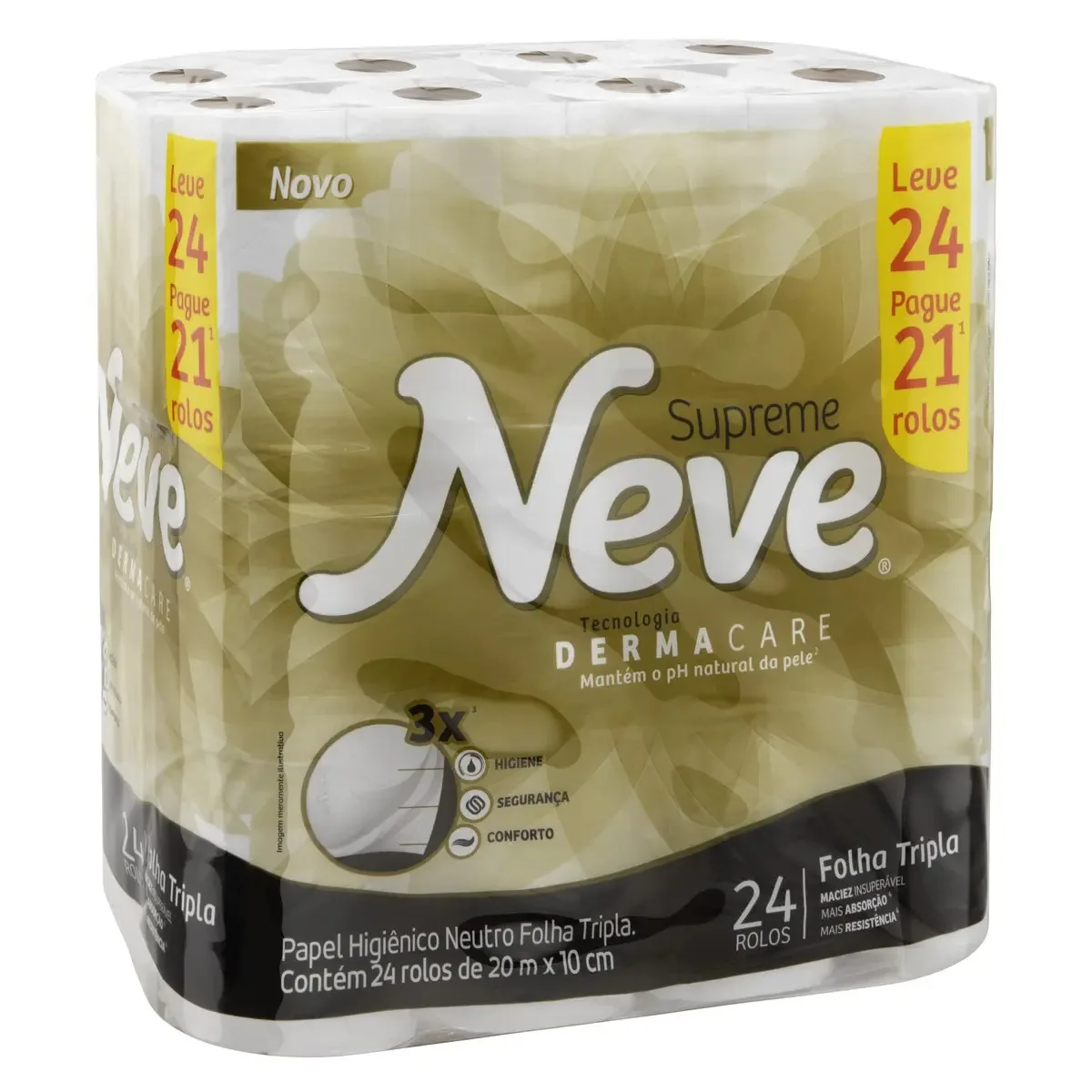 Papel higiênico Neve com 24 rolos