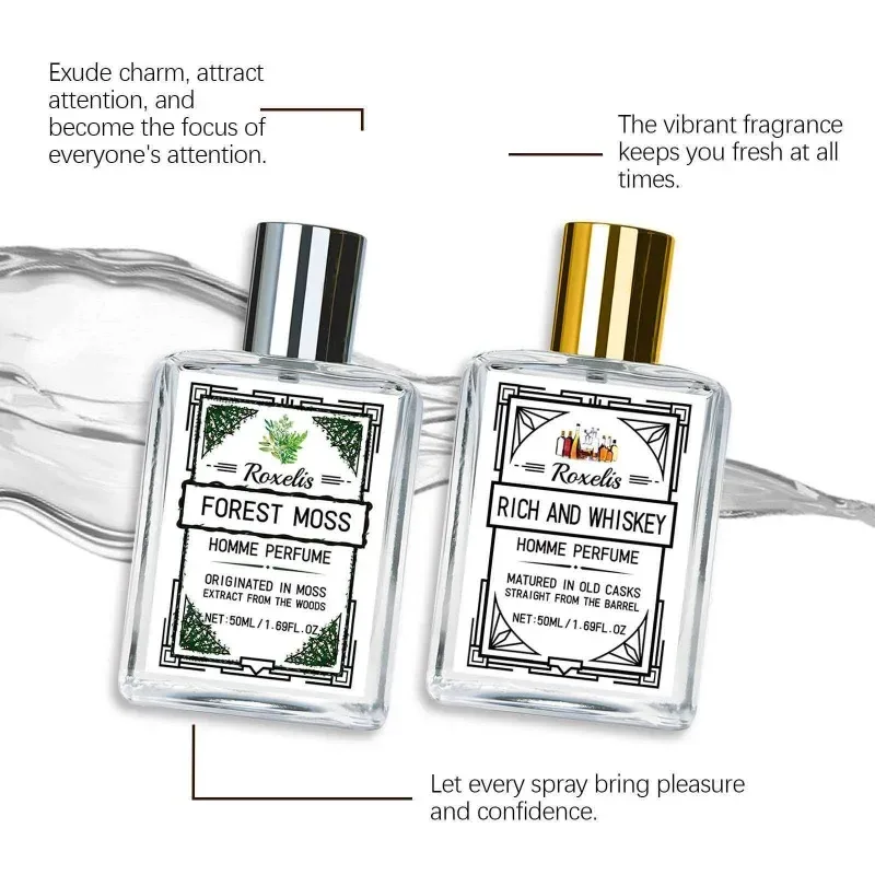Perfume masculino Roxelis com fragrância amadeirada