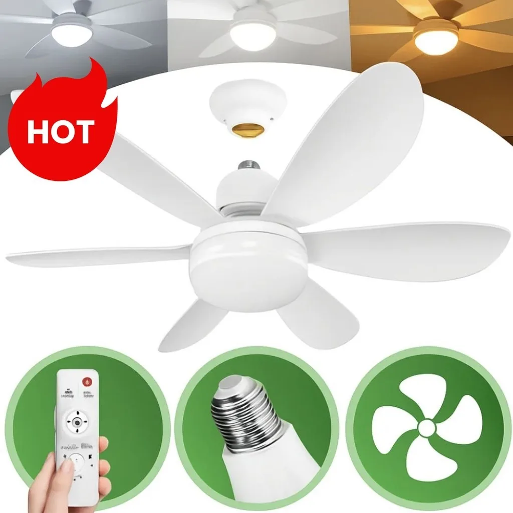 Ventilador de teto com luminária e controle remoto