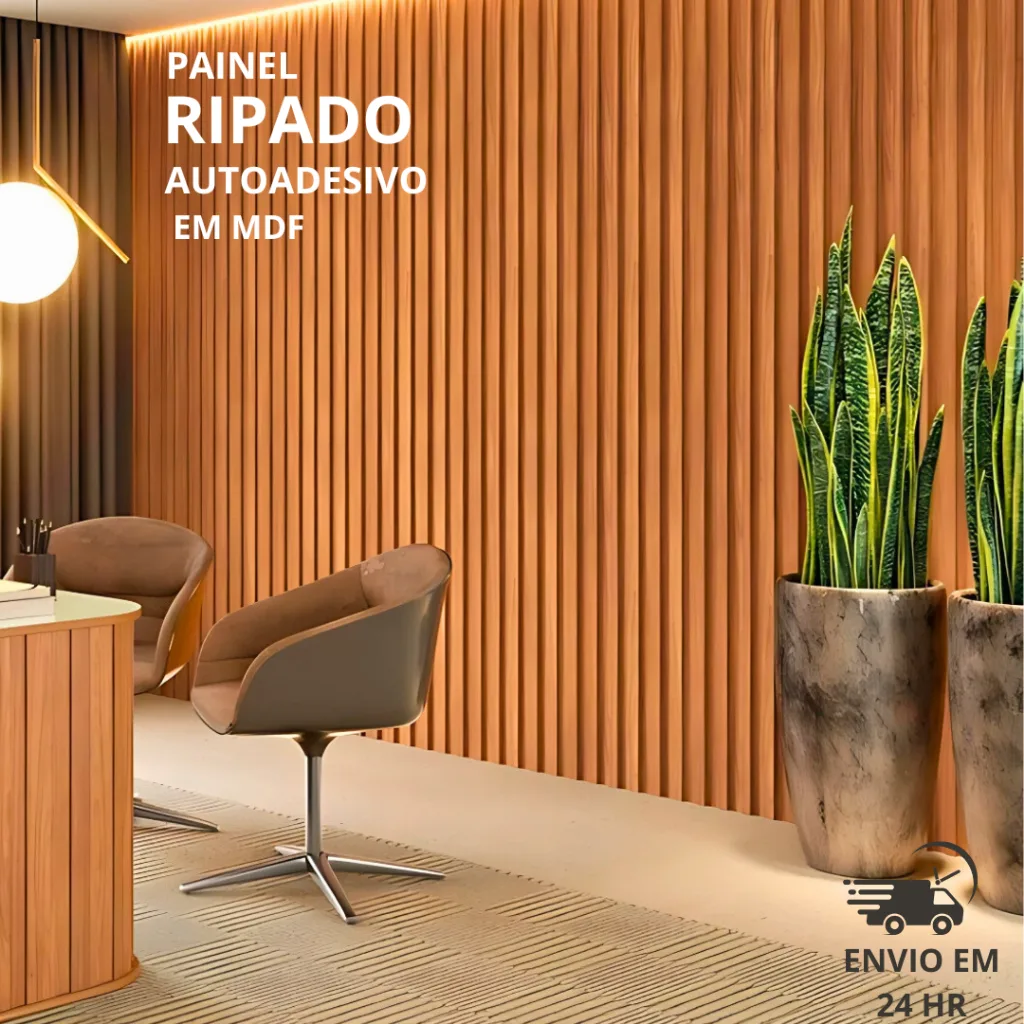 Kit de placas ripadas autoadesivas em MDF