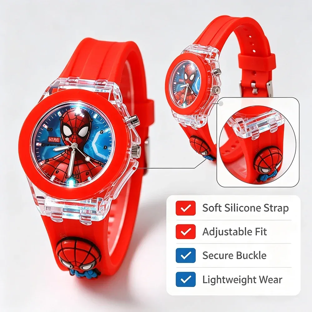 Relógio infantil de quartzo com design de aranha