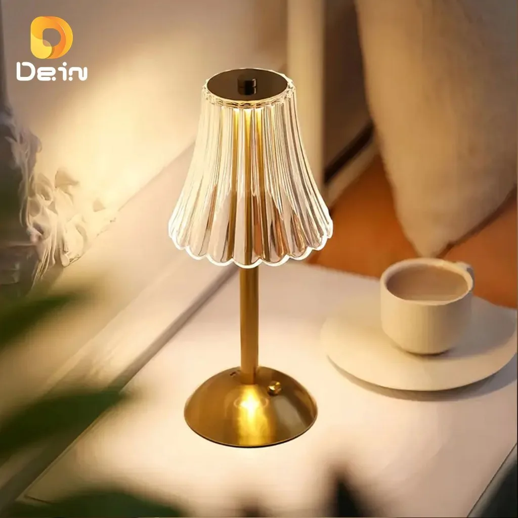 Luminária retrô de mesa com LED recarregável