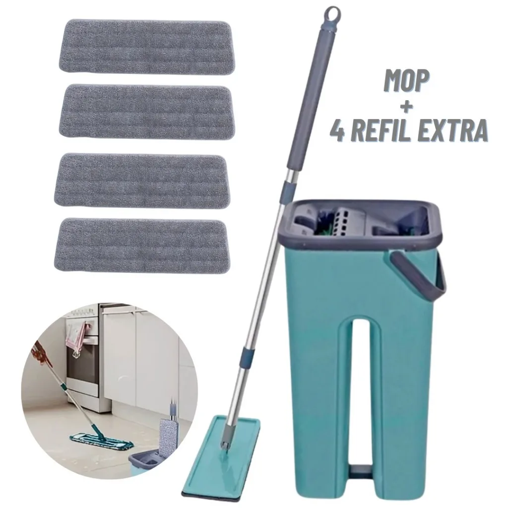 Mop flat com balde e quatro refis