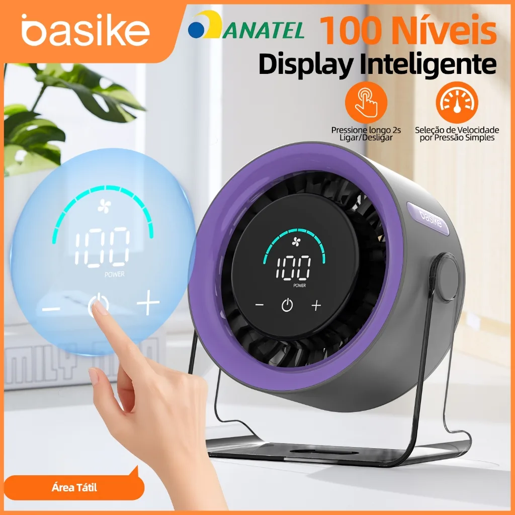 Ventilador de mesa Basike com bateria recarregável