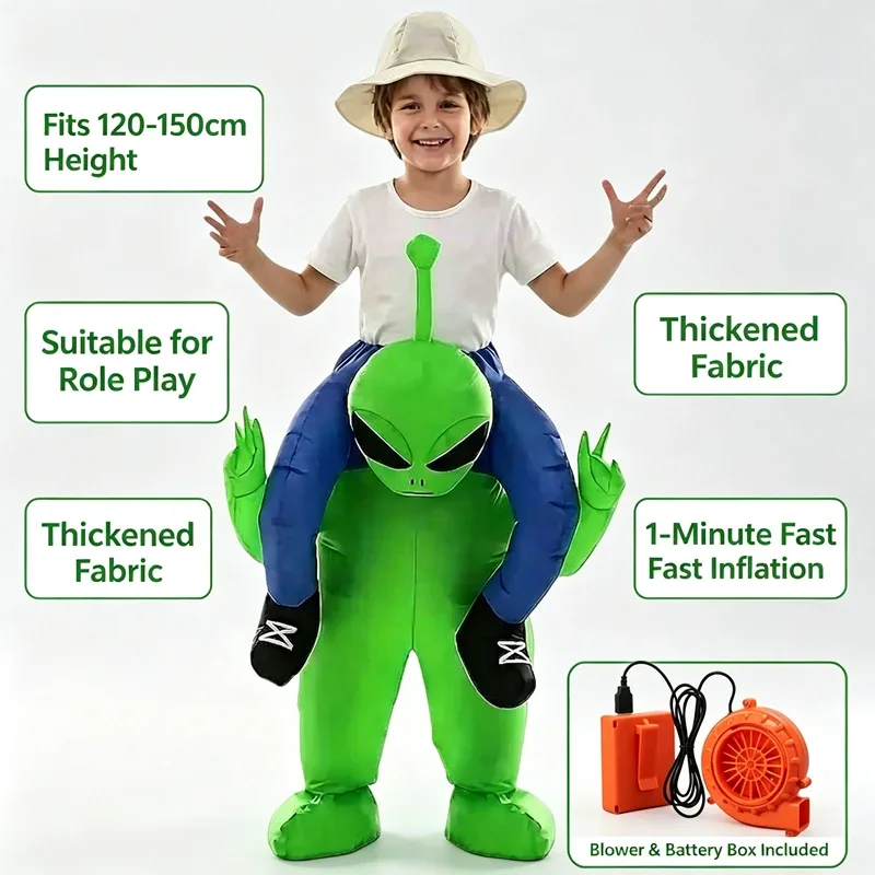 Fantasia inflável infantil de alienígena verde