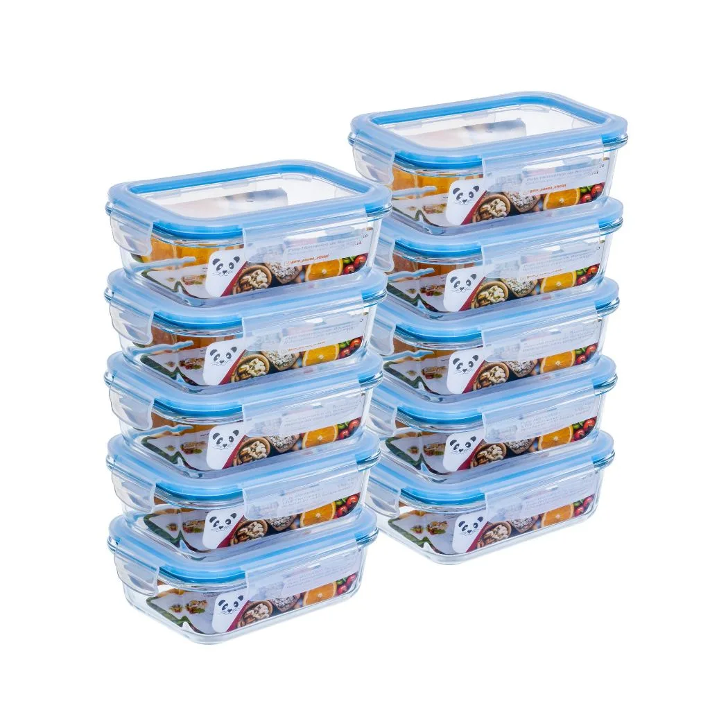 Kit de potes herméticos de vidro retangulares
