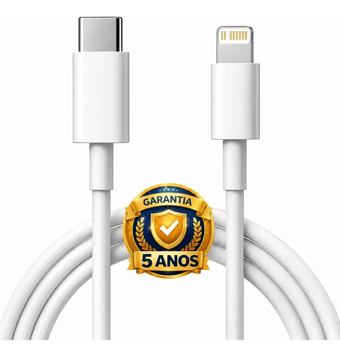 Cabo turbo USB-C branco para iPhone 8 a 14 Pro Max