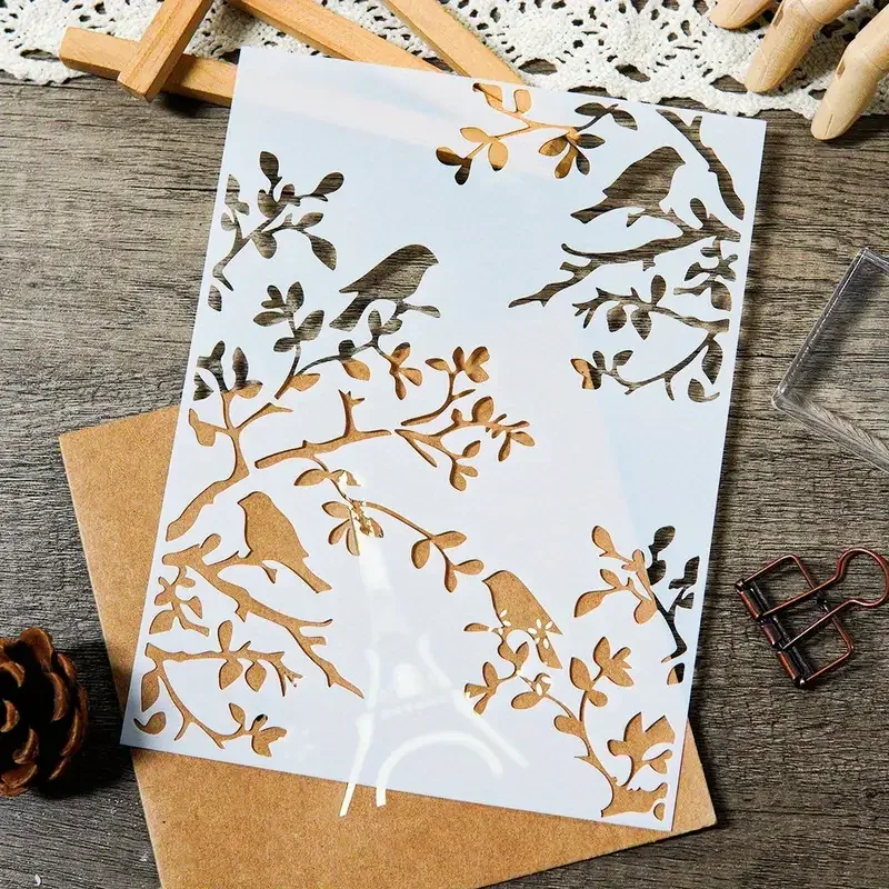 Estêncil decorativo de pássaro para pintura